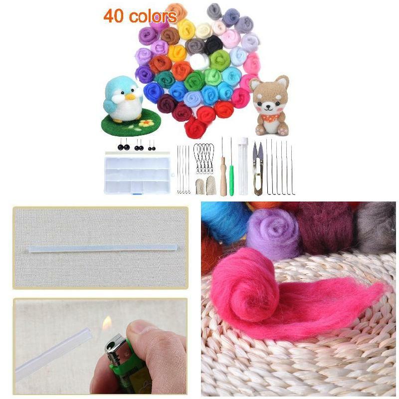 1 Set 40 Colors Wool Felt Needles Tools Needle Felting Mat Starter Diy Kit Gifts  |  Writing Material Writing Material Writing Material