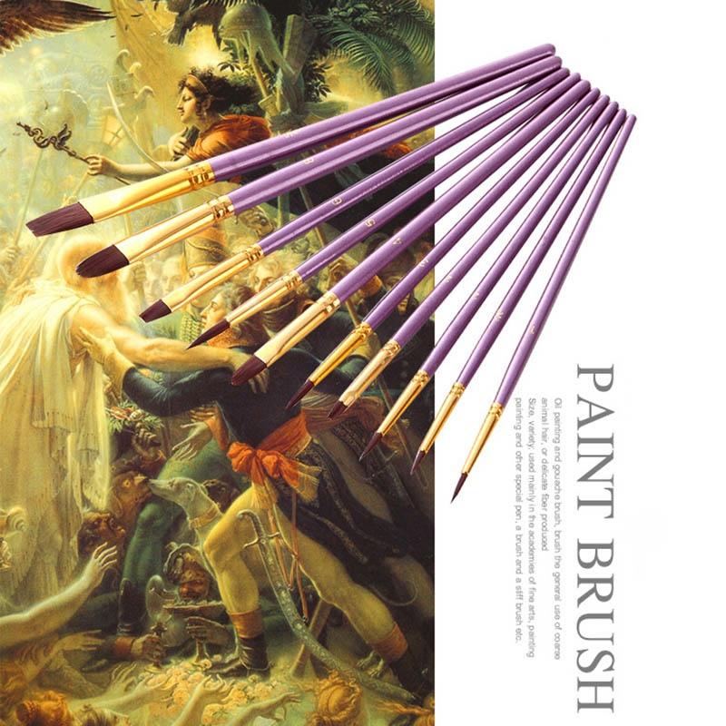 10 Pcs Nylon Artist Painting Purple Brushes Oil Watercolor Brush Set Pen Suite  |  Art & Crafts Art & Crafts Art & Crafts