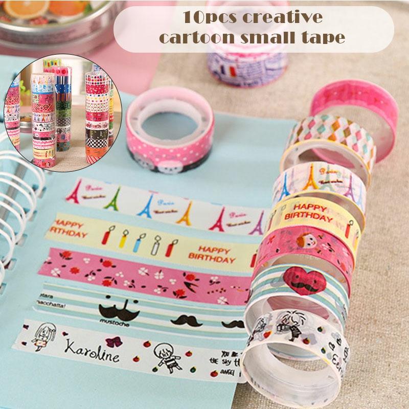 10Pcs Printing Tape Set Diy Masking Tape Cute Stickers Stationery  Gift Decoration Home School Supplies  |  Tapes & Adhesives Tapes & Adhesives Tapes & Adhesives