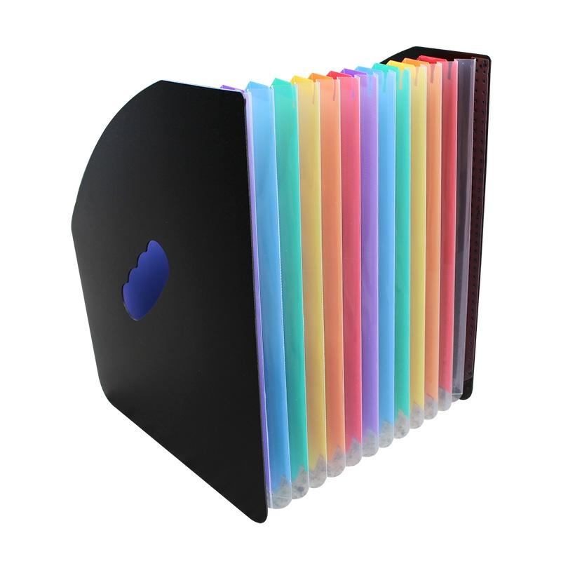 13 Pockets Accordion File Organizer Expanding File Folder Expandable Plastic Accordion Document Paper Organizer Bag Black Side Rainbow Inside Page  |  Files & Folders Files & Folders Black Side Rainbow Inside Page