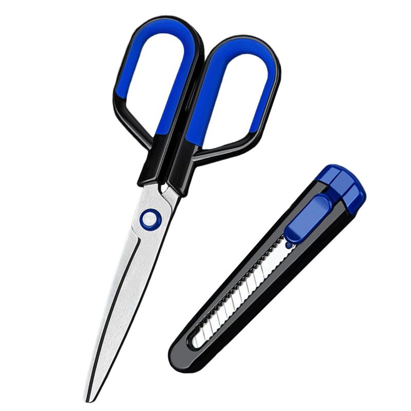 2 In 1 Multifunctional Art Scissors Safe Cutting Diy Multifunction Paper Cutting Art Tool For Students Blue  |  General Supplies General Supplies Blue