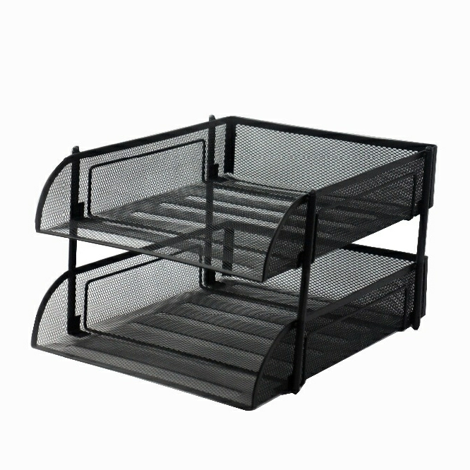 2 Layers Grey Metal Mesh Magazine Desk File Organizer, File Tray  |  Files & Folders Files & Folders Files & Folders