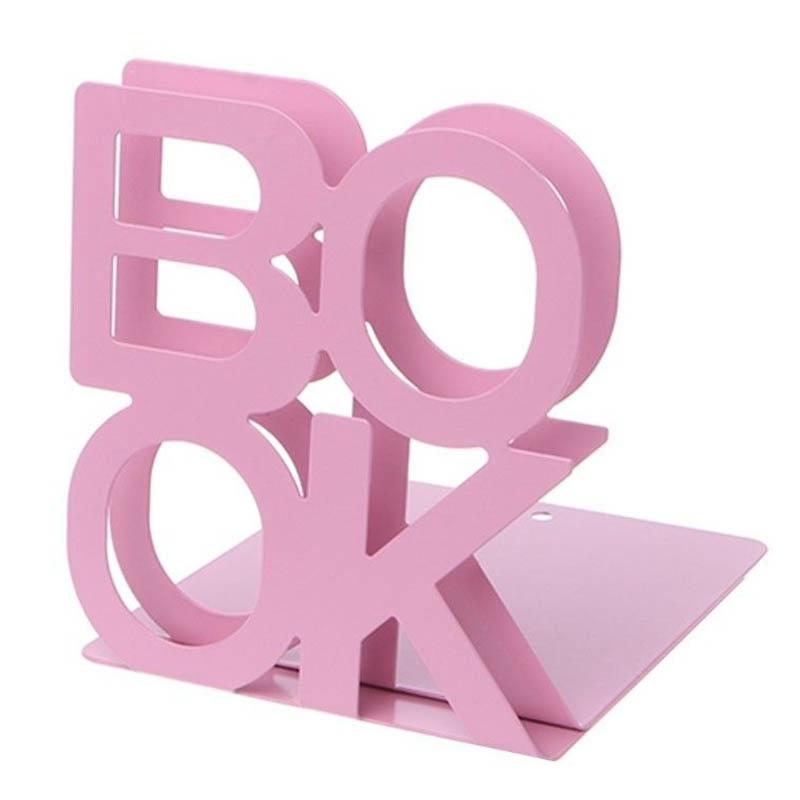 2 Pcs Alphabet Book Shaped Metal Bookends Iron Support Holder Desk Stands For Books Pink  |  Files & Folders Files & Folders Blue