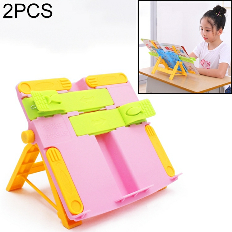 2 Pcs Creative Folding Bookshelf Upgraded Portable Folding Student Book Stand Book Holder(Pink) Pink  |  Boards & Easels Boards & Easels Blue