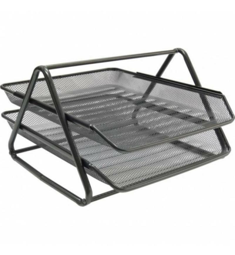 2 Tier Metal Mesh Tray Black  |  Desk Supplies Desk Supplies Desk Supplies