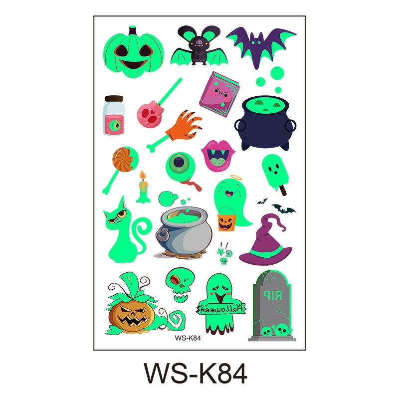 20 Sheets Temporary Tattoos Stickers Luminous Pumpkin Skull Tattoo Stickers Waterproof Lasting Halloween Makeup Set New  |  Writing Material Writing Material Writing Material