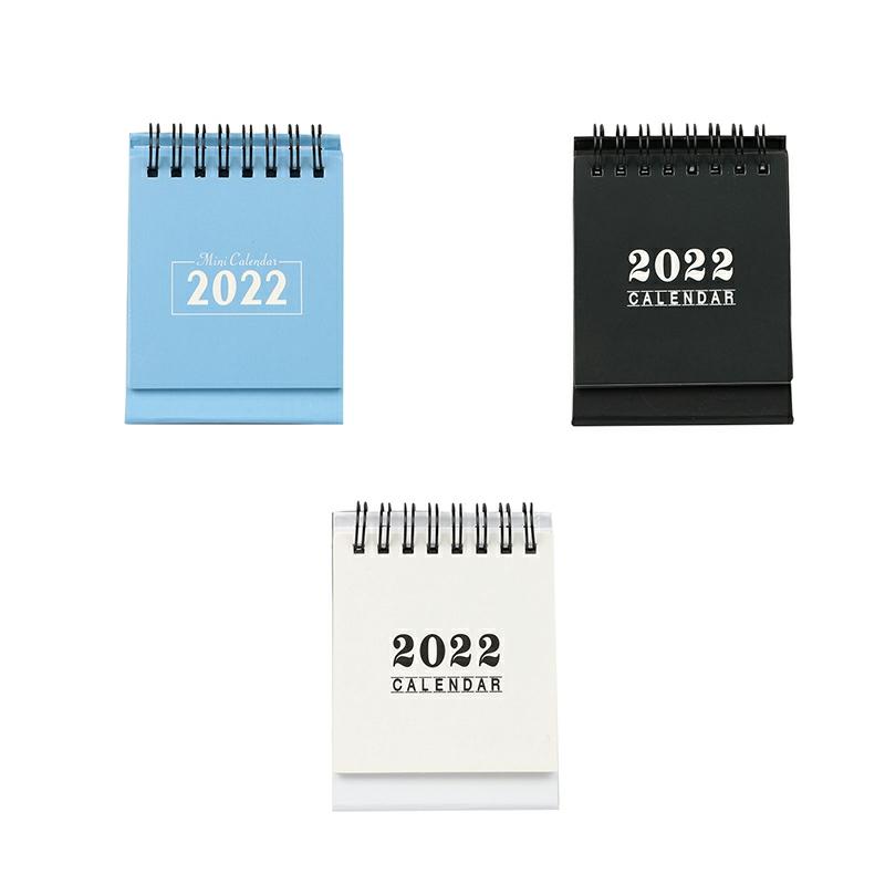 2022 Metal Coil Desk Calendar Portable Mini Schedule Simple Desktop Ornament For Home Living Room Office 3 Colors Pack  |  Writing Material Writing Material 3 Colors Pack