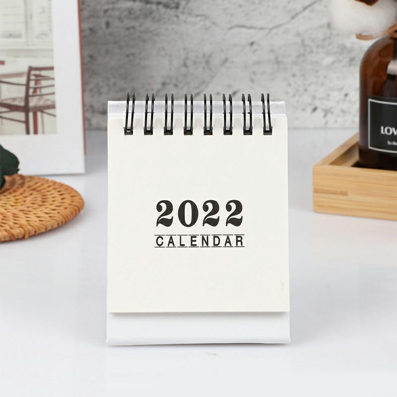 2022 Metal Coil Desk Calendar Portable Mini Schedule Simple Desktop Ornament For Home Living Room Office White  |  Writing Material Writing Material Black