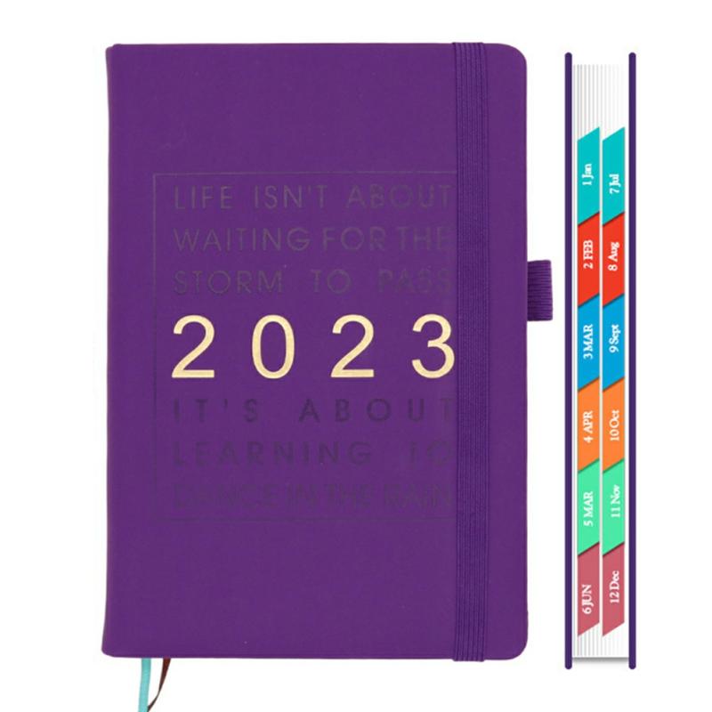 2023-2024 Weekly And Month Planner Portable Writable A5 Schedule Notebook For Student Purple  |  Writing Material Writing Material Black