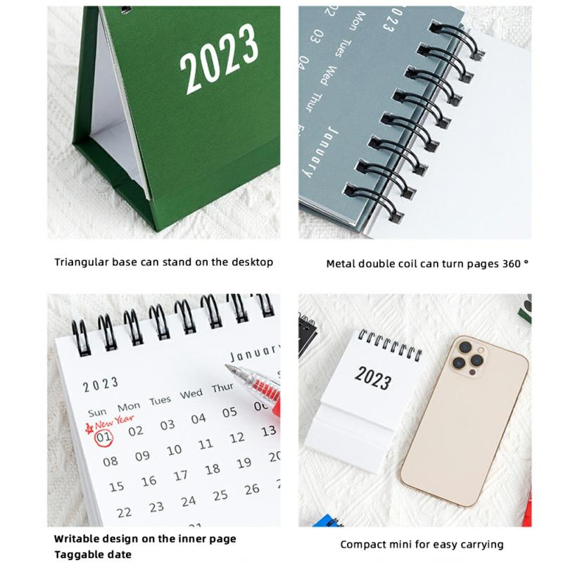 2023 Creative Simple Morandi Mini Desk Calendar Desktop Plan Calendar Work Schedule Large Wall Calendar Mini Black  |  Writing Material Writing Material L White