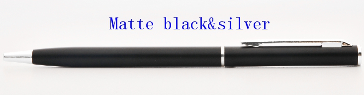 2023 Gift Promotional Ball Pen Customized  Black White Slim Metal Body Twist Ballpoint Pen Matte Black With Silver  |  Writing Instruments Writing Instruments Matte black with gold