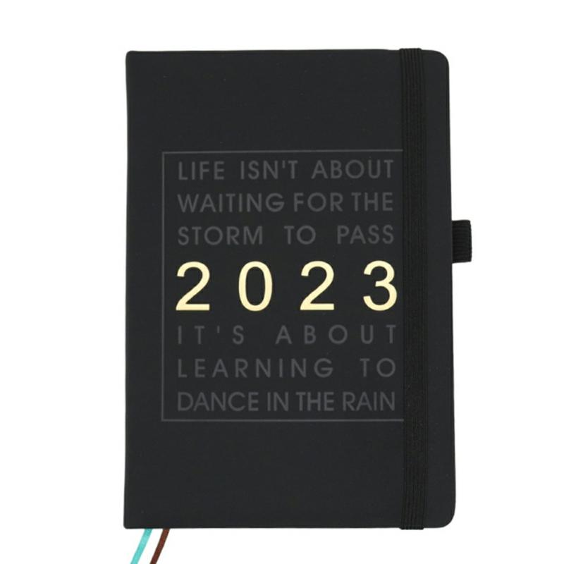 2023 Weekly & Month Planner 12 Months (January 2023 – December 2023) Notebook Portable Schedule Notebook Black  |  Writing Material Writing Material Black