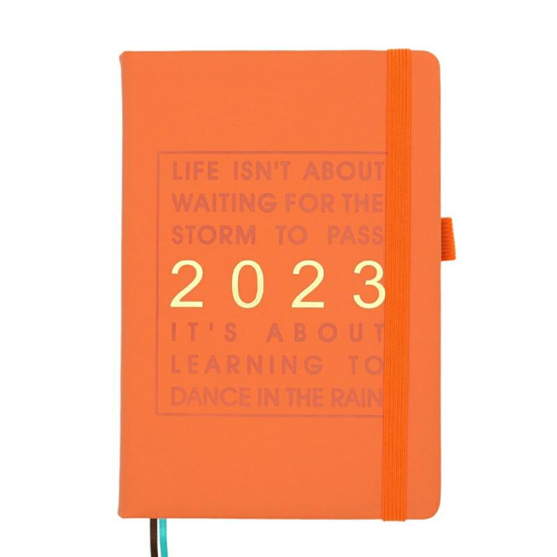 2023 Weekly & Month Planner 12 Months (January 2023 – December 2023) Notebook Portable Schedule Notebook Orange  |  Writing Material Writing Material Black