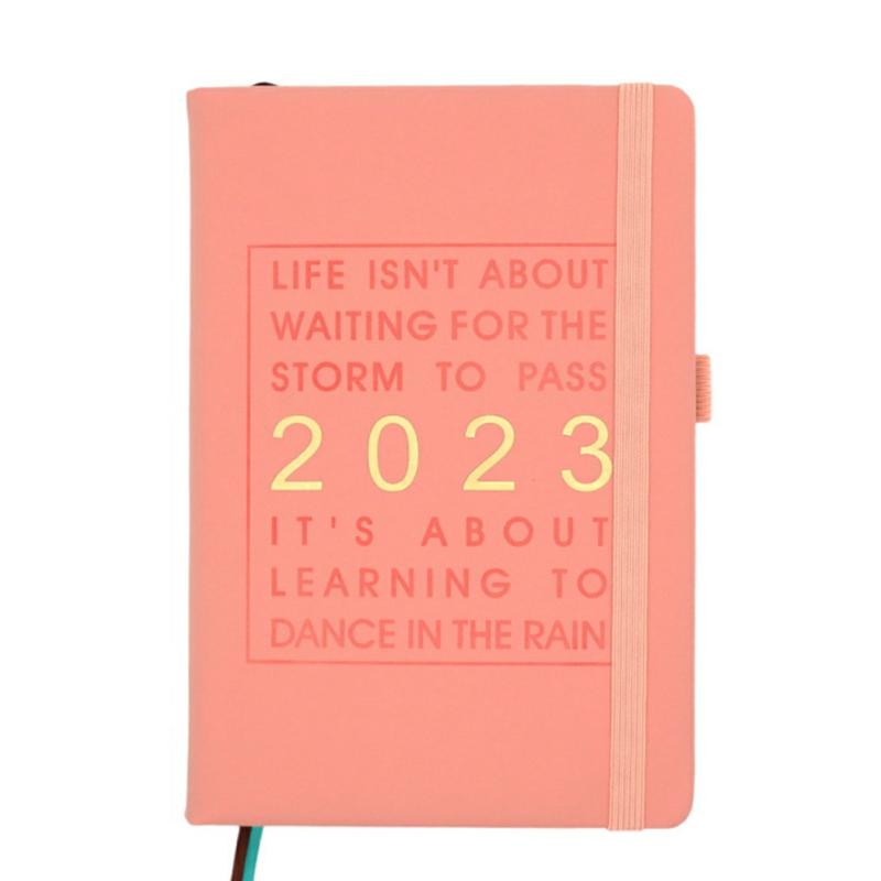 2023 Weekly & Month Planner 12 Months (January 2023 – December 2023) Notebook Portable Schedule Notebook Pink  |  Writing Material Writing Material Black