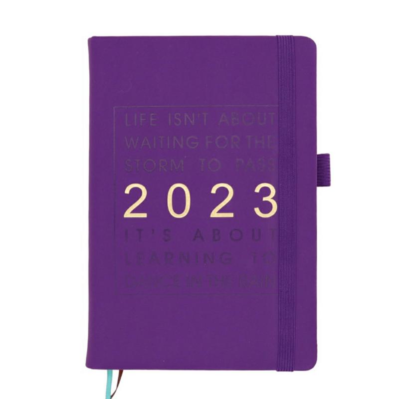 2023 Weekly & Month Planner 12 Months (January 2023 – December 2023) Notebook Portable Schedule Notebook Purple  |  Writing Material Writing Material Black