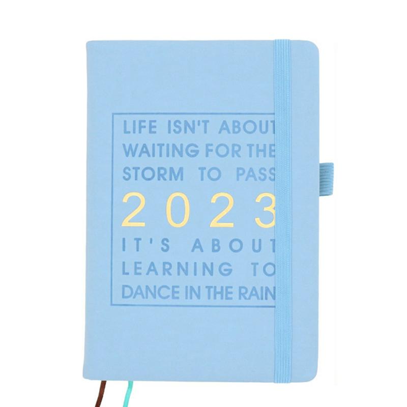 2023 Weekly & Month Planner 12 Months (January 2023 – December 2023) Notebook Portable Schedule Notebook Sky Blue  |  Writing Material Writing Material Black