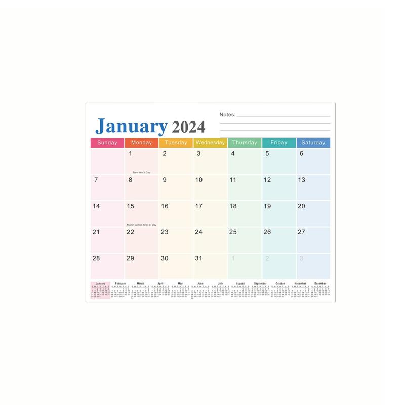 2024-2025 Wall Calendar Magnetic Fridges Sticker Personalized Hanging Calendar Gift For Friends Family Rainbow  |  Writing Material Writing Material Blue