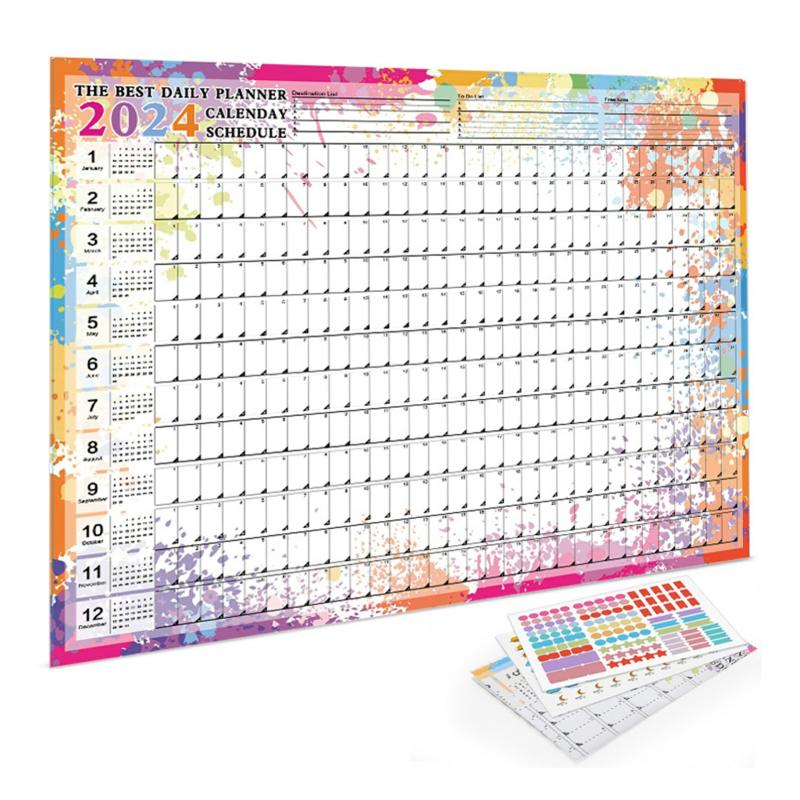 2024 Full Year Wall Calendar Planner Home Modern Calendar Decoration For Home Bedroom Study C,1Pcs  |  Writing Material Writing Material 1PCS