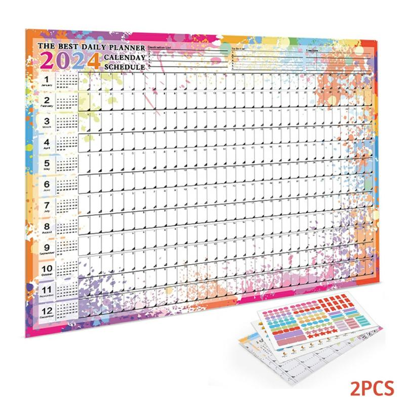 2024 Full Year Wall Calendar Planner Home Modern Calendar Decoration For Home Bedroom Study C,2Pcs  |  Writing Material Writing Material 1PCS