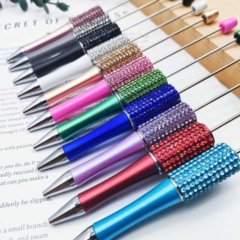 2024 Hot Sell Diy Beadable Charm Colorful Glitter Ballpoint Pen Diamond Bead Gift Pen Multi Color  |  Writing Instruments Writing Instruments Multi Color