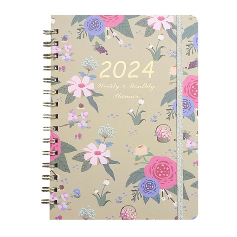 2024 Planner Calendar With Flower Printed Smoothly Handwriting Note Books For School Business A  |  Writing Material Writing Material A