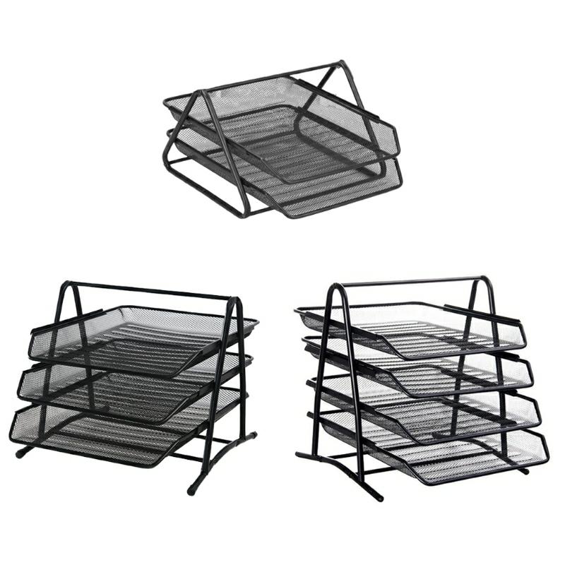 2/3/4 Tier Metal Mesh Document Rack File Letter Book Tray Shelf Carrier Storage Holder Home Office Desk Organizer  |  Files & Folders Files & Folders Files & Folders