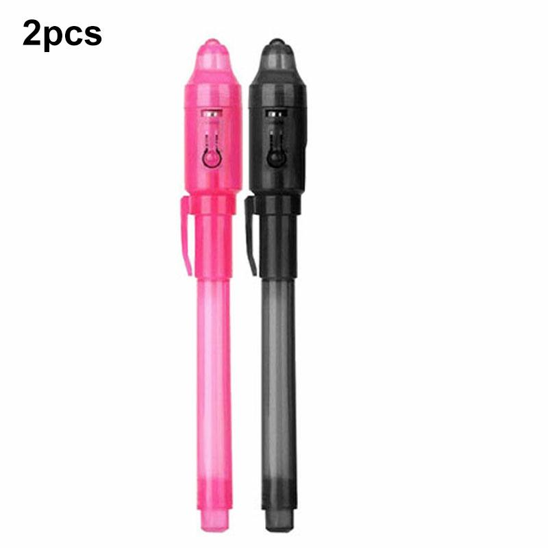 2Pcs Uv Light Pen Invisible Magic Pencil Secret Fluorescent Pen For Writing Pad Kids Child Drawing Painting Board  |  Writing Instruments Writing Instruments Writing Instruments