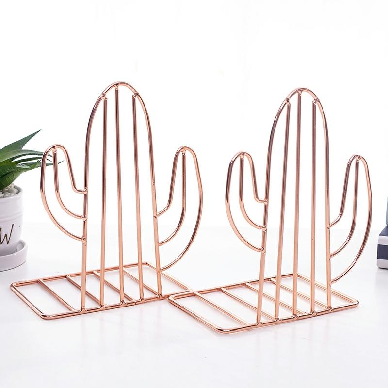 2Pcs/Pair Plant Shaped Metal Bookends Book Support Stand Desk Organizer Storage Holder Shelf Rose Gold  |  Files & Folders Files & Folders Files & Folders