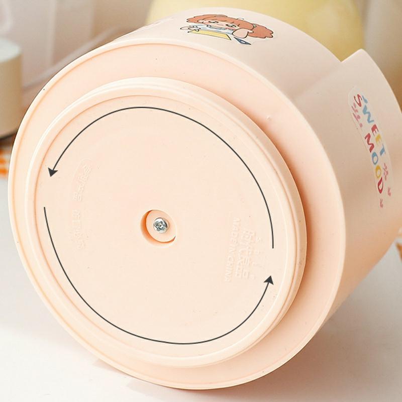 3-Grid Round Pen Holder Multifunction 360 Degree Rotating Pencil Case Creatives Desktop Organiser Office School Supplies Pink  |  Desk Supplies Desk Supplies Creamy-white