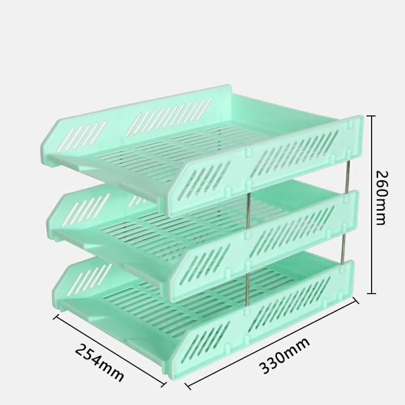 3 Tier Letter Tray Stackable File Magazine Holder Document Organizer A4 File Organizer Plastic Front Load File Tray Green  |  Files & Folders Files & Folders Black