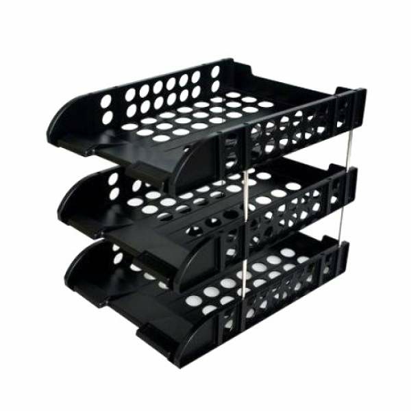 3 Tier Plastic Document Tray Black  |  Desk Supplies Desk Supplies Desk Supplies