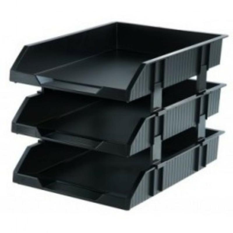 3 Tier Pvc Document Tray Black And Grey  |  Desk Supplies Desk Supplies Desk Supplies