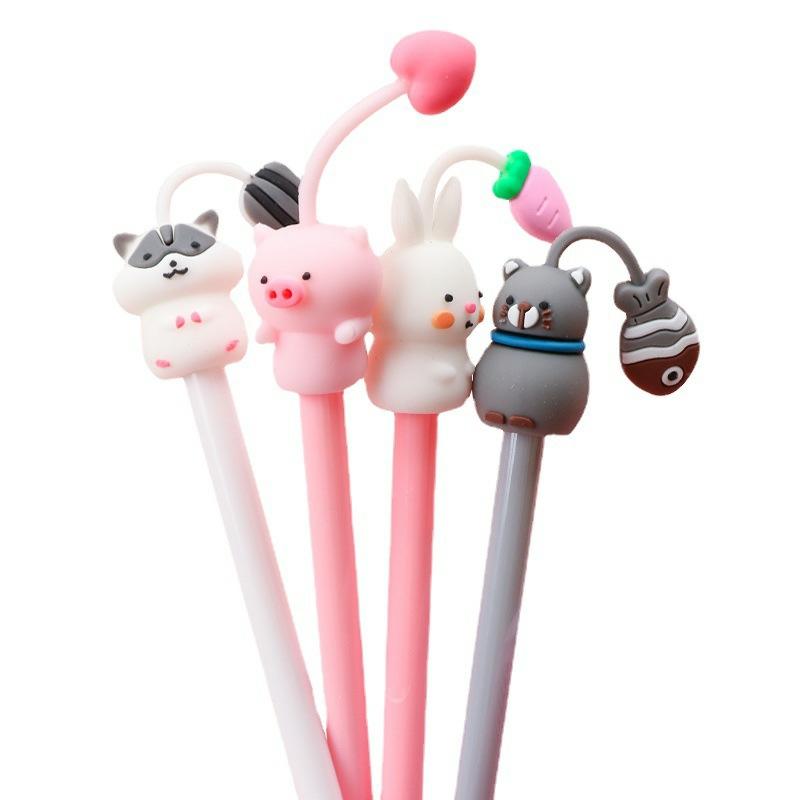 3D Cartoon Shake Character Shape Cute Kids Silicone Head Cap Neutral Ballpoint Writing Gel Pen Customized Colors  |  Writing Instruments Writing Instruments Customized colors