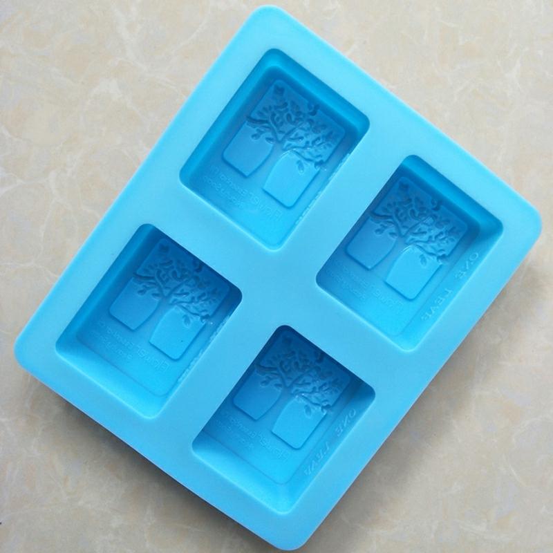 4 Cells Silicone Casting Die With Tree Pattern Soft Rectangular Nonstick Soap Cake Candle Stencils Tray For Diy Baking New  |  Art & Crafts Art & Crafts Art & Crafts