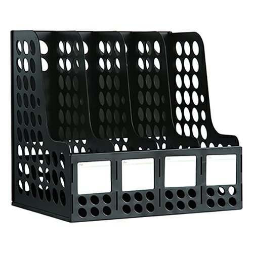 4 Column Plastic Magazine Rack Black 9834  |  Desk Supplies Desk Supplies Desk Supplies