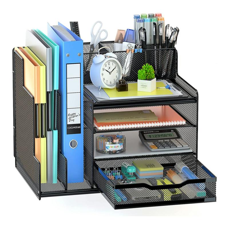 4-Tier Office Supplies Desk Organizers And Accessories With Sliding Drawers 3 Trays & Pen Holder Desk File Organizer  |  Files & Folders Files & Folders Files & Folders