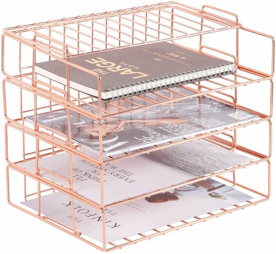 4 Tier Paper Organizer Tray Wire Desk File Sorter Metal Letter Tray  |  Files & Folders Files & Folders Files & Folders