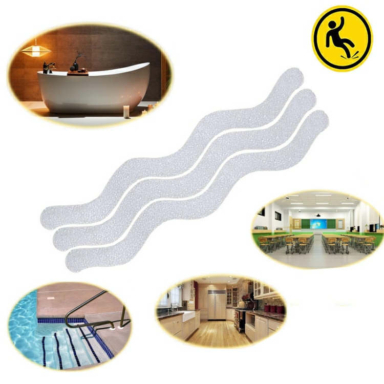 48 Pcs Wavy Shaped Gravel Pattern Bathtub Non-Slip Sticker, Specification: 1.3 X 18Cm 1.3 X 18Cm Transparent  |  Tapes & Adhesives Tapes & Adhesives Black