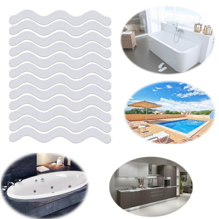 48 Pcs Wavy Shaped Safety Bathtub Non-Slip Sticker, Specification:  1.3 X 18Cm   1.3 X 18Cm Transparent  |  Tapes & Adhesives Tapes & Adhesives Black