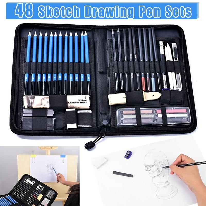 48Pcs/Set Professional Sketch Drawing Pencils Kit With Graphite Charcoal Pen New  |  Art & Crafts Art & Crafts Art & Crafts