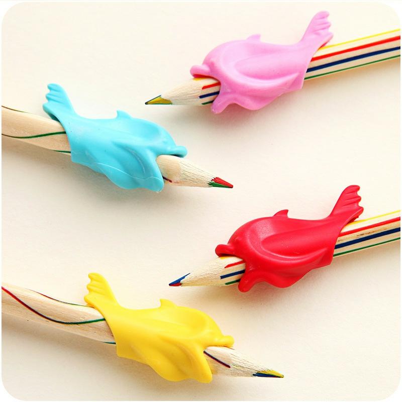 5 Pcs Silicon Dolphin Fish Style Writing Posture Wobi Correction Children Students Pencil Pen Holder  |  Desk Supplies Desk Supplies Desk Supplies