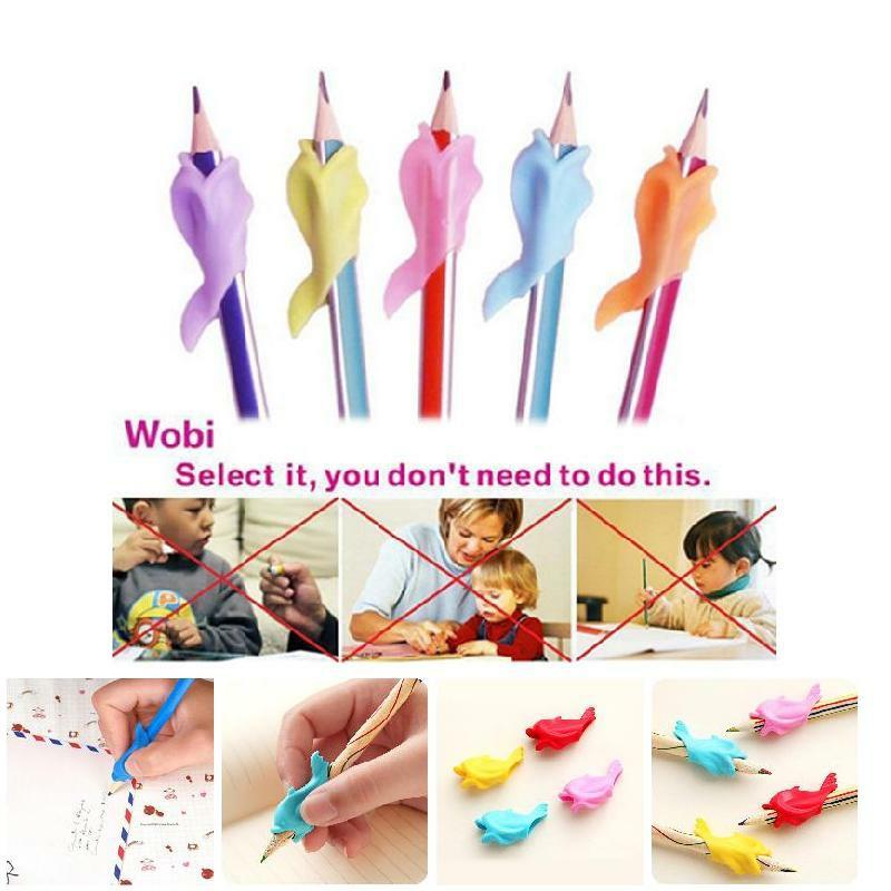 5 Pcs Silicon Dolphin Fish Style Writing Posture Wobi Correction Children Students Pencil Pen Holder  |  Desk Supplies Desk Supplies Desk Supplies