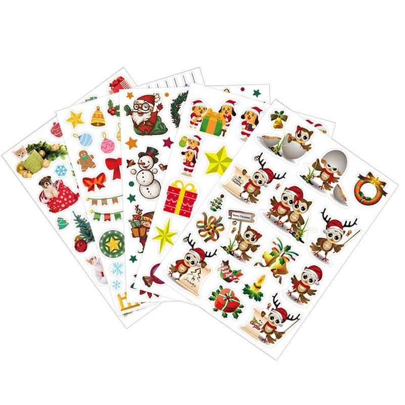 5 Sheets Christmas Santa Claus Stickers With Snowman Christmas Tree Animals Pattern Stickers Gfts For Kids New  |  Writing Material Writing Material Writing Material