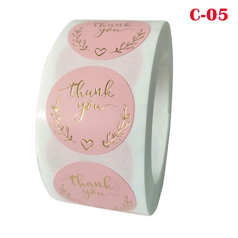 500Pcs/Roll Thank You Stickers High Quality Seal Labels Scrapbook Handmade Sticker Circle Decor Pink,C-05  |  General Supplies General Supplies A