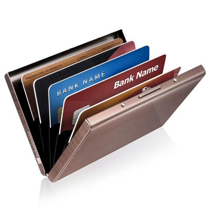 6/8/10 Cards Stainless Steel Credit Card Case Portable Anti-Theft Card Sleeve For Travel Work Business 10 Card Slots,Rose Gold  |  Desk Supplies Desk Supplies Black