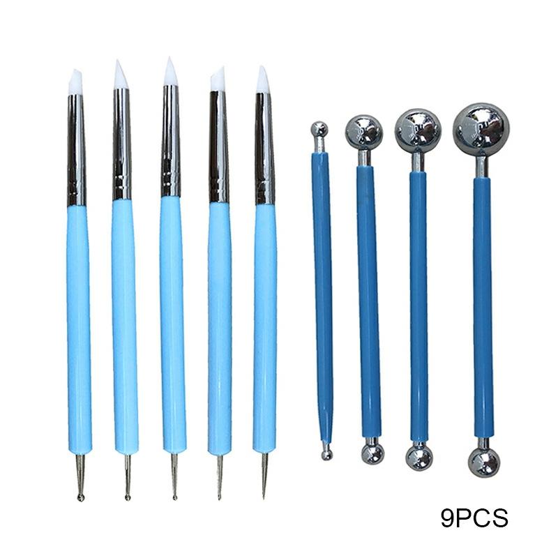 9Pcs Ball Stylus Dotting Tools Set For Embossing Pattern Clay Pottery Ceramics Flower Carving Sculpting Modeling Blue  |  Art & Crafts Art & Crafts Art & Crafts