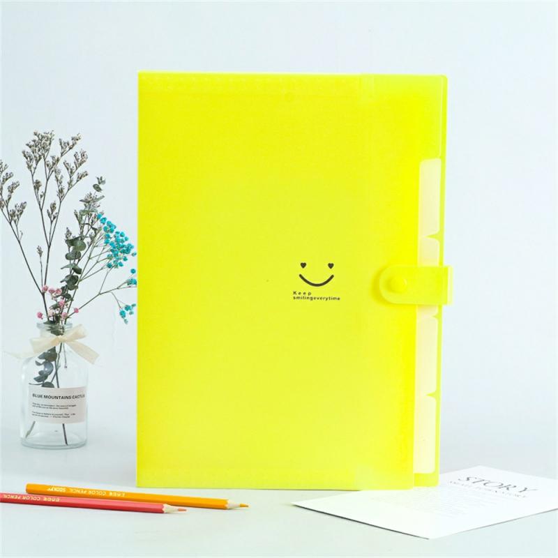 A4 Paper Expanding File Folder With 5 Pockets Accordion Document Organizer Yellow  |  Files & Folders Files & Folders Beige