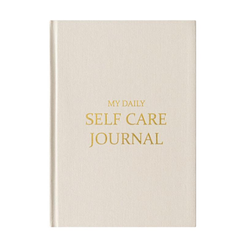 A5 Daily Self Care Journal With Gold Foil Simple Style Tiling Notebook Gift For Friends Family Beige  |  Writing Material Writing Material Beige