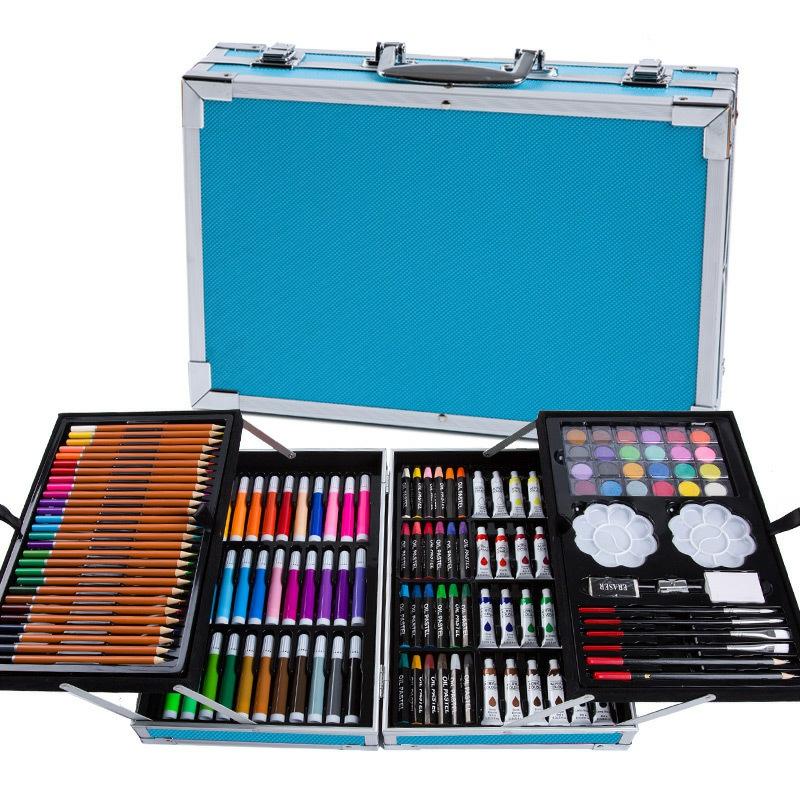 Art Pencil Deluxe Art Set Suitcase Style Painting & Drawing Set  Kids Educational Toys Birthday Gift Blue  |  Art & Crafts Art & Crafts Art & Crafts