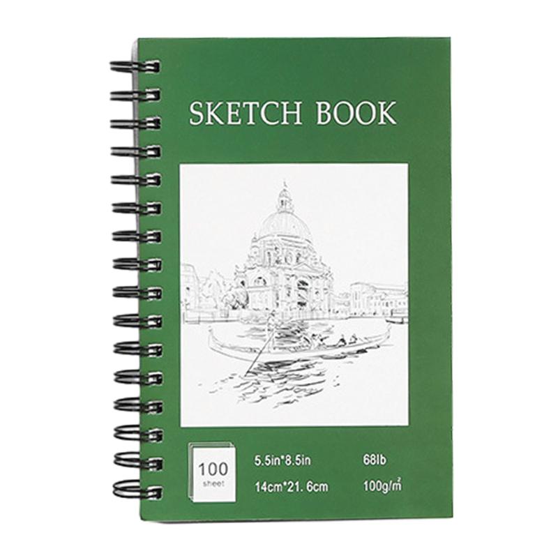 Art Students Coils Sketch Book Smudge-Proof High-Definition Sketch Notebook For Outdoors Green,140216  |  Writing Material Writing Material 140*216